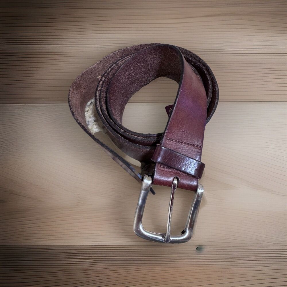 Arden Leather Co Brown Leather Belt Size 52 Silver Tone Buckle Mens Dress Casual